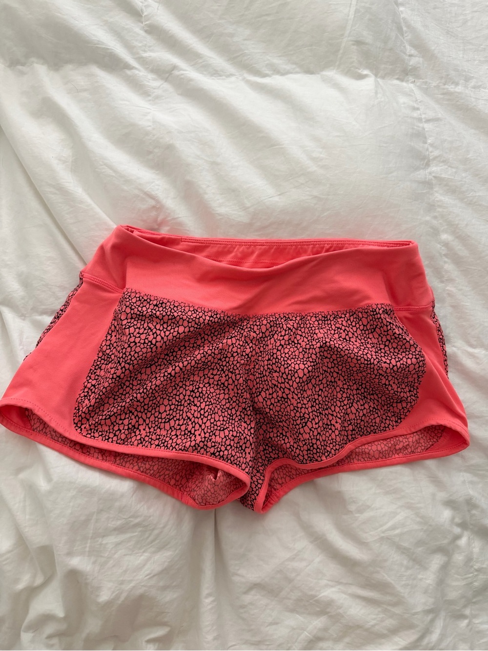Nike Coral Athletic Shorts with Black Printed Panel
